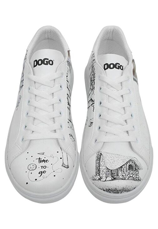 Kadın Vegan Deri Beyaz Günlük Sneakers - Time To Go Tasarım - Görsel 6