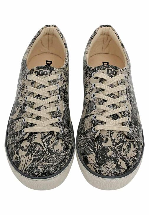 Erkek Vegan Deri Bej Günlük Sneakers - The Life Of Dogs Tasarım - Görsel 2