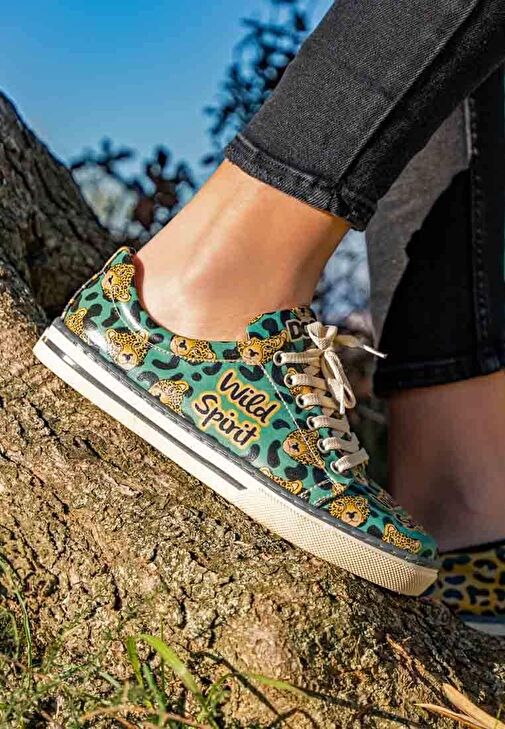 Erkek Vegan Deri Bej Sneakers - Lion King Tasarım - Görsel 3