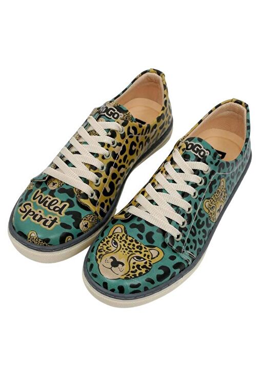 Erkek Vegan Deri Bej Sneakers - Lion King Tasarım - Görsel 2