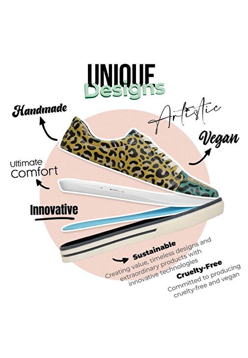 Erkek Vegan Deri Bej Sneakers - Lion King Tasarım - Görsel 6