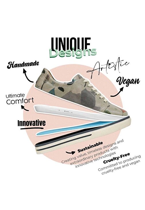 Kadın Vegan Deri Gri Günlük Sneakers - This is Our Happy Place Tasarım - Görsel 5