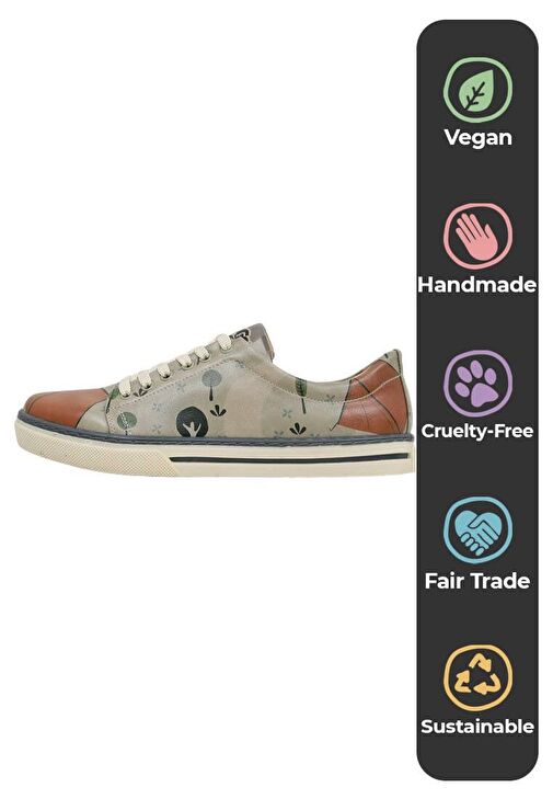 Kadın Vegan Deri Gri Günlük Sneakers - This is Our Happy Place Tasarım - Görsel 6