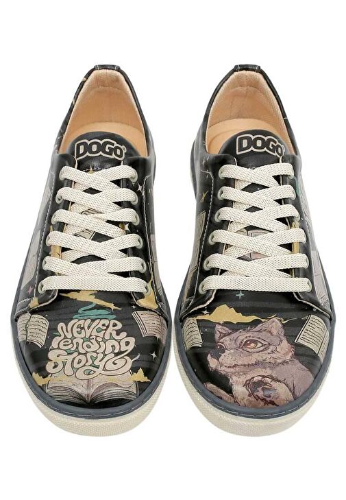 Kadın Vegan Deri Siyah Günlük Sneakers - Never Ending Story Tasarım - Görsel 5