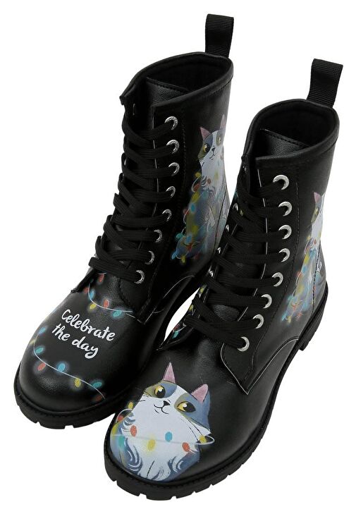 Kadın Vegan Deri Siyah Uzun Bot - Celebrate the Day Tasarım - Görsel 4