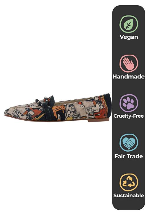 Kadın Vegan Deri Çok Renkli Babet - Supper Tasarım - Görsel 7