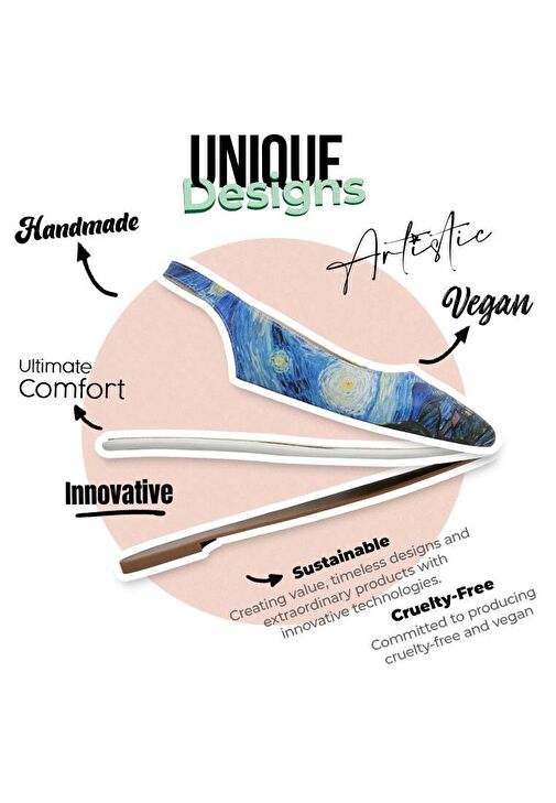 Kadın Vegan Deri Mavi Babet - Vincent Van Gogh the Starry Night Tasarım - Görsel 7