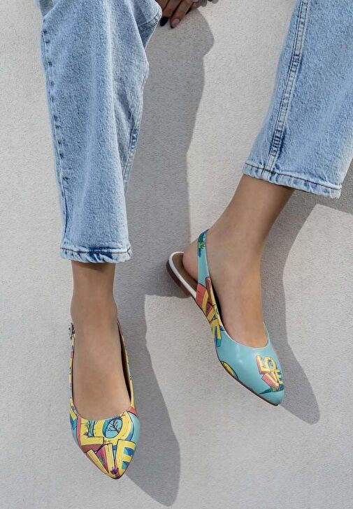 Dogo Dogo Renkli Kadın Vegan Deri Turkuaz Babet - Love Tasarım | Boyner Renkli - 4. görsel