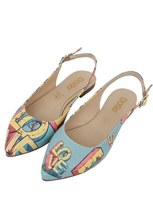 Dogo Dogo Renkli Kadın Vegan Deri Turkuaz Babet - Love Tasarım | Boyner Renkli - 3. görsel