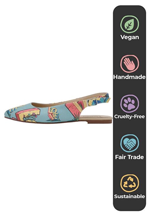 Dogo Dogo Renkli Kadın Vegan Deri Turkuaz Babet - Love Tasarım | Boyner Renkli - 8. görsel