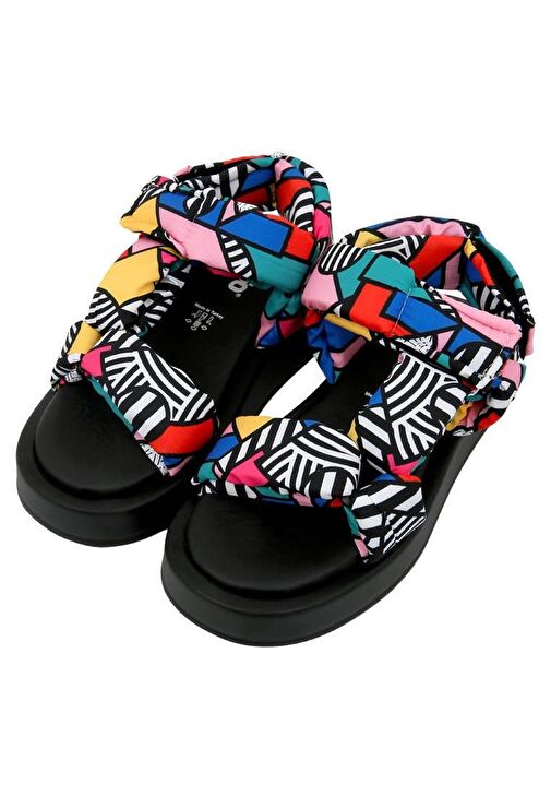 Kadın Vegan Çok Renkli Kalın Taban Sandalet - Painting in Harmony Tasarım - Görsel 5