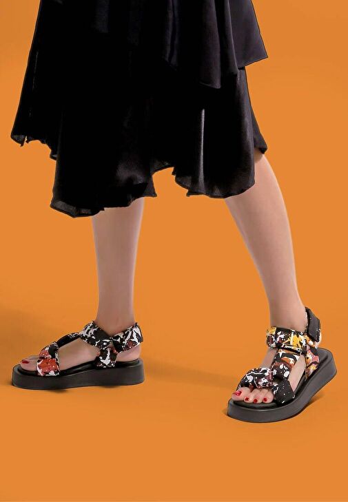 Kadın Vegan Çok Renkli Kalın Taban Sandalet - Colors of Chaos Tasarım - Görsel 9