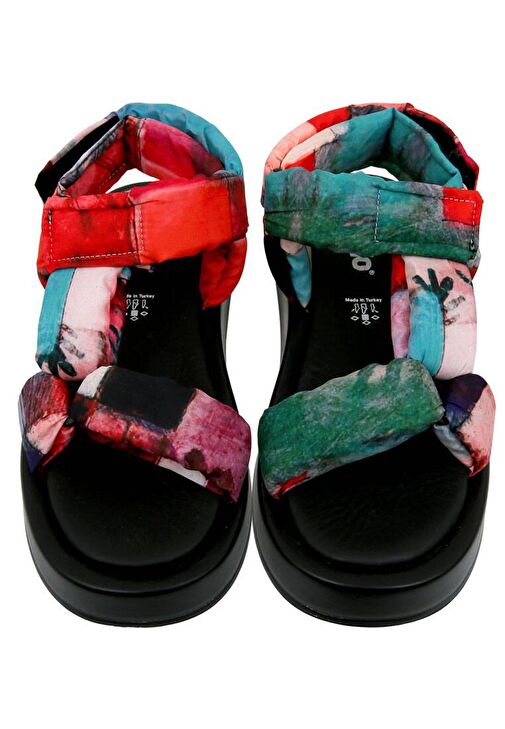Kadın Vegan Çok Renkli Kalın Taban Sandalet - Grass and Sea Tasarım - Görsel 3