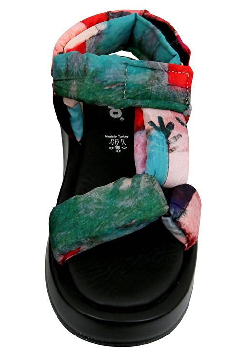 Kadın Vegan Çok Renkli Kalın Taban Sandalet - Grass and Sea Tasarım - Görsel 6