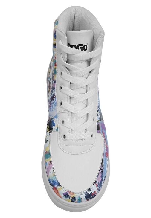 Kadın Vegan Deri Beyaz High Sneakers - New York State of Mind Tasarım - Görsel 9