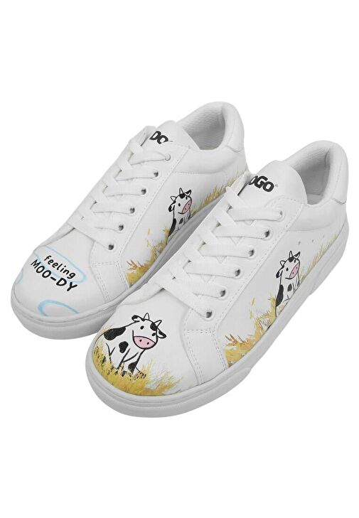 Kadın Vegan Deri Beyaz Sneakers - Feeling Moody Tasarım - Görsel 2