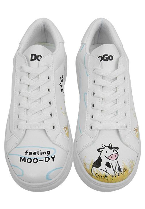 Kadın Vegan Deri Beyaz Sneakers - Feeling Moody Tasarım - Görsel 3
