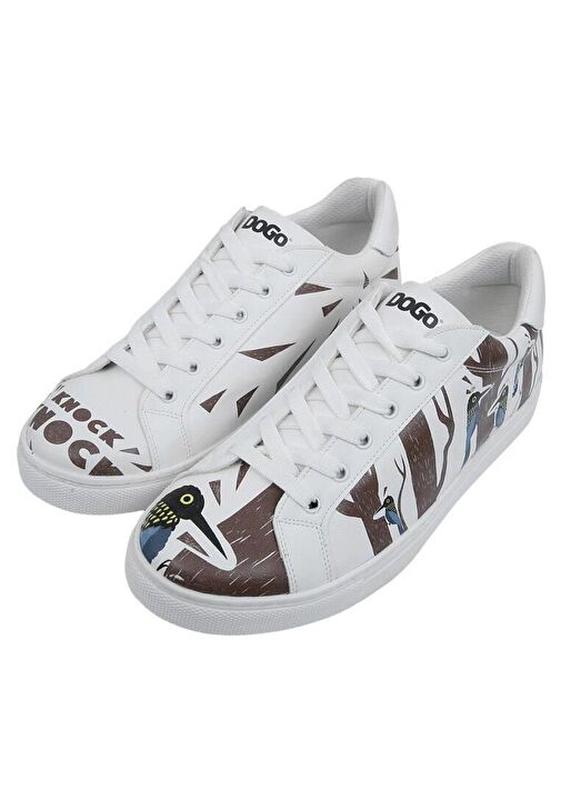 Erkek Vegan Deri Beyaz Sneakers - Knock Knock Tasarım - Görsel 4