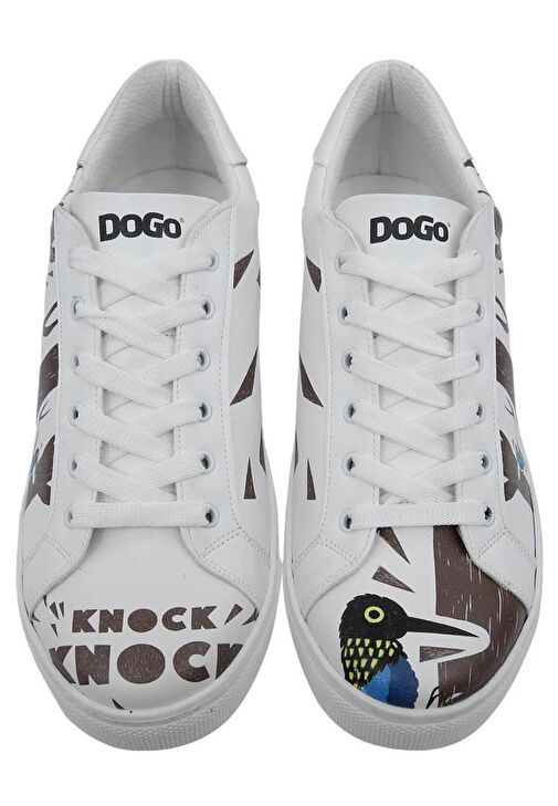 Erkek Vegan Deri Beyaz Sneakers - Knock Knock Tasarım - Görsel 5