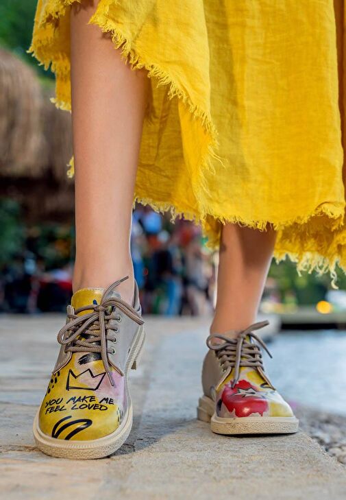 Kadın Vegan Deri Çok Renkli Günlük Ayakkabı - The Creation of the Collage Tasarım - Görsel 8