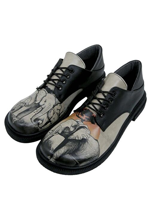 Kadın Vegan Deri Siyah Günlük Ayakkabı - Sunset Animals Tasarım - Görsel 3