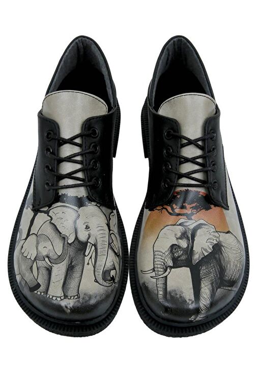 Kadın Vegan Deri Siyah Günlük Ayakkabı - Sunset Animals Tasarım - Görsel 4