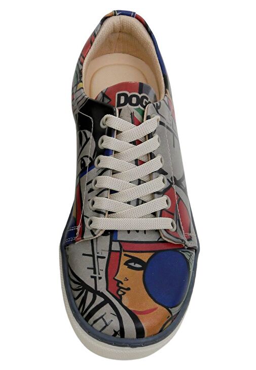 Kadın Vegan Deri Gri Sneakers - Cubic Faces Tasarım - Görsel 6