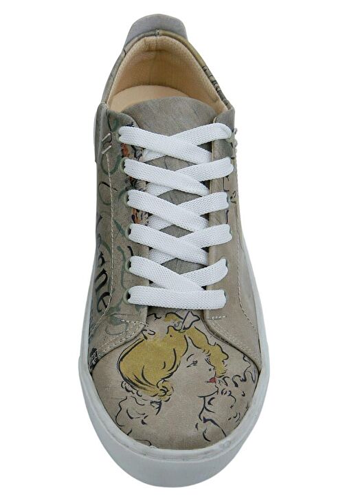 Kadın Vegan Deri Bej Sneakers - Artisan Tasarım - Görsel 9