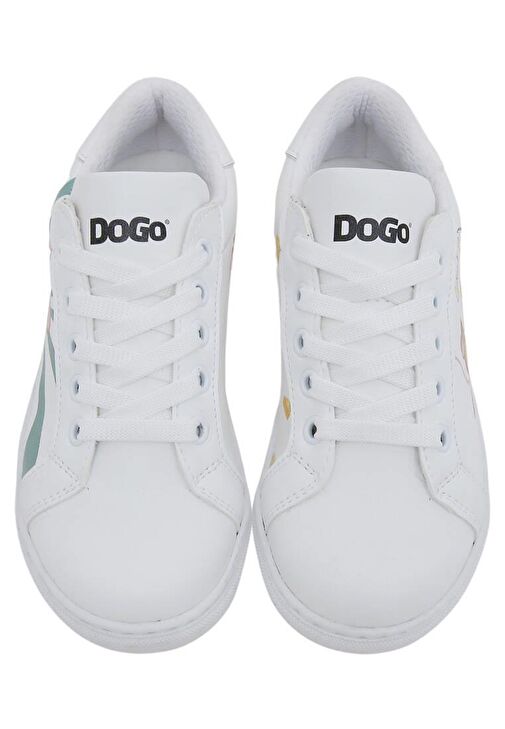 Unisex Çocuk Vegan Deri Beyaz Sneakers - Mission Cheese Possible Tasarım - Görsel 3