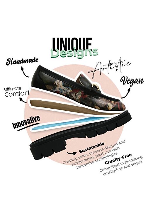 Kadın Vegan Deri Siyah Loafer - Pure Reflection Tasarım - Görsel 5