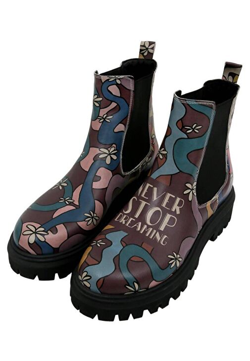 Kadın Vegan Deri Çok Renkli Bilekte Bot - Never Stop Dreaming Tasarım - Görsel 3