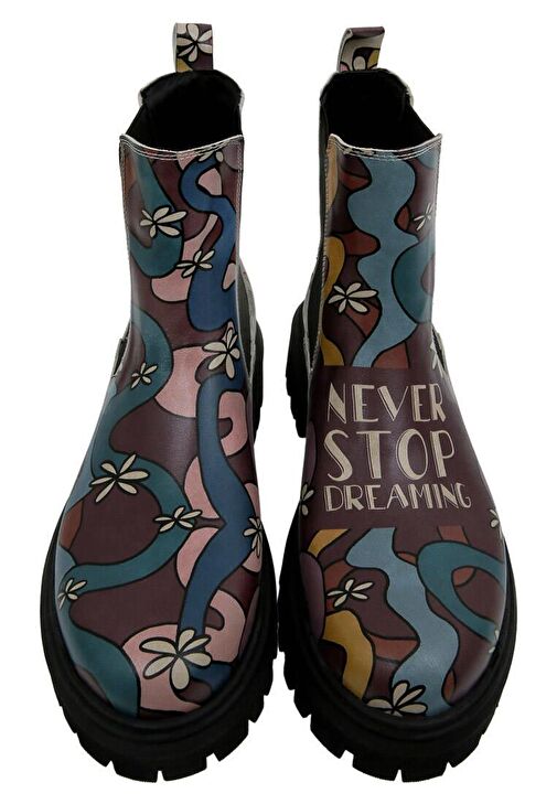 Kadın Vegan Deri Çok Renkli Bilekte Bot - Never Stop Dreaming Tasarım - Görsel 4