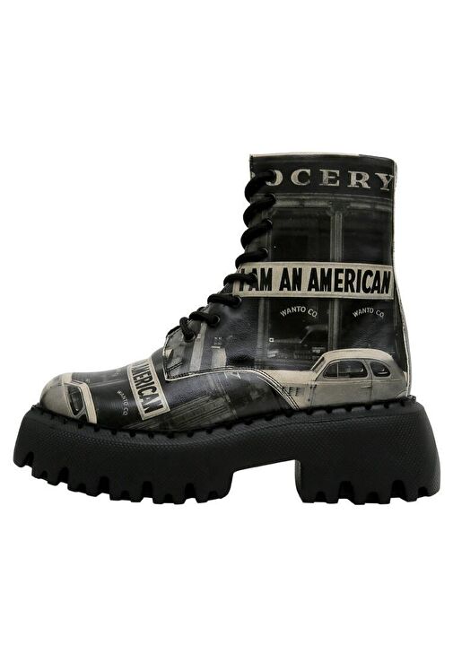 Kadın Vegan Deri Siyah Uzun Bot - I am an American Tasarım - Görsel 2