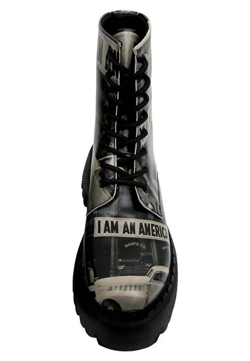 Kadın Vegan Deri Siyah Uzun Bot - I am an American Tasarım - Görsel 6