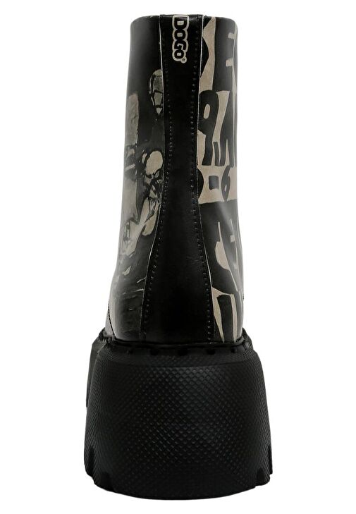 Kadın Vegan Deri Siyah Uzun Bot - Supper Black White Tasarım - Görsel 7