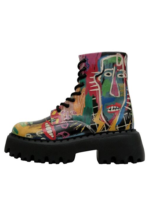 Kadın Vegan Deri Çok Renkli Uzun Bot - No More Drama Tasarım - Görsel 2