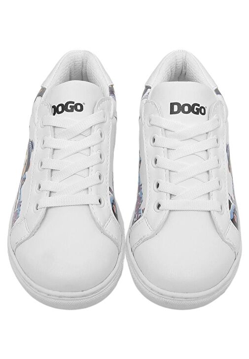 Unisex Çocuk Vegan Deri Beyaz Sneakers - Mr Bear Tasarım - Görsel 3