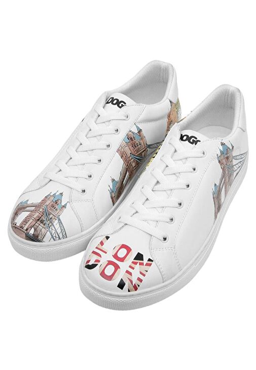 Erkek Vegan Deri Beyaz Sneakers - It's the Time for London Tasarım - Görsel 2