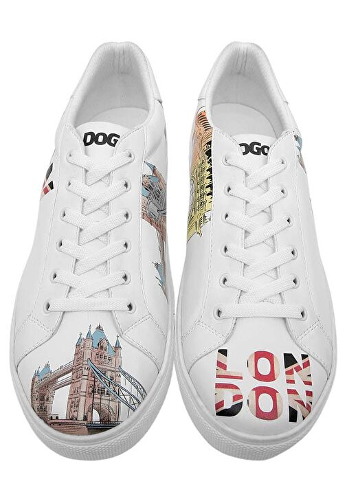 Erkek Vegan Deri Beyaz Sneakers - It's the Time for London Tasarım - Görsel 3