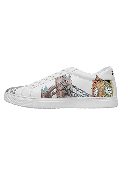Erkek Vegan Deri Beyaz Sneakers - It's the Time for London Tasarım - Görsel 6