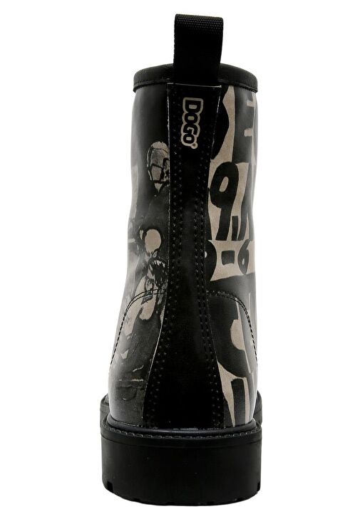 Kadın Vegan Deri Siyah Uzun Bot - Supper BlackWhite Tasarım - Görsel 7