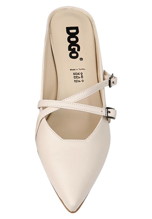 Kadın Vegan Deri Krem Topuklu Terlik - Whiskers and Purrs Tasarım - Görsel 6