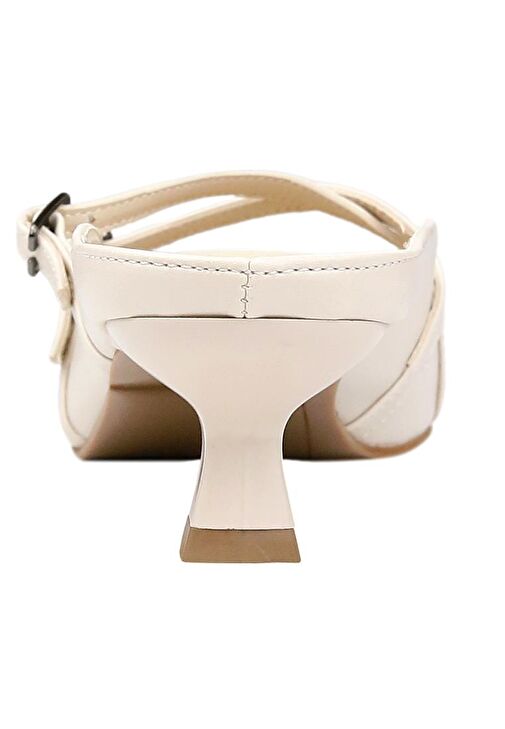 Kadın Vegan Deri Krem Topuklu Terlik - Whiskers and Purrs Tasarım - Görsel 7