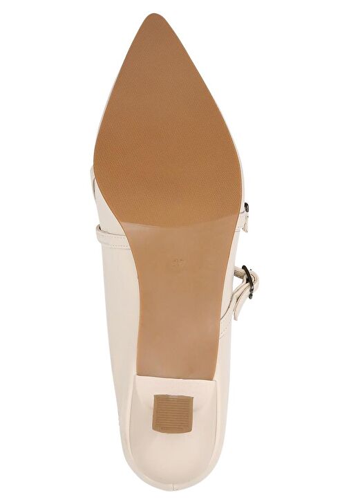 Kadın Vegan Deri Krem Topuklu Terlik - Whiskers and Purrs Tasarım - Görsel 8