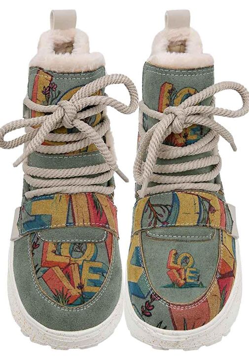 Kadın Vegan Deri Turkuaz Bot - Love Tasarım - Görsel 3