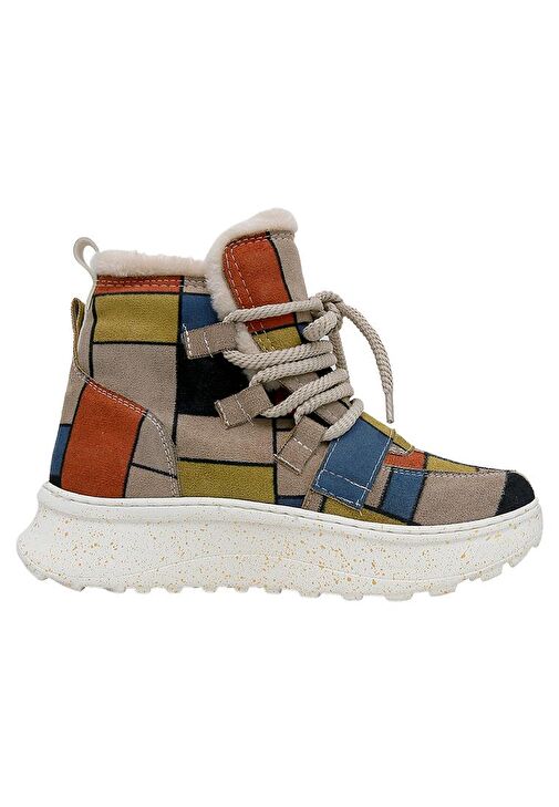 Kadın Vegan Deri Çok Renkli Bot - Piet-Mondrian Tasarım - Görsel 5