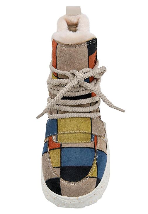 Kadın Vegan Deri Çok Renkli Bot - Piet-Mondrian Tasarım - Görsel 6