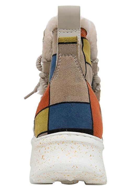 Kadın Vegan Deri Çok Renkli Bot - Piet-Mondrian Tasarım - Görsel 7