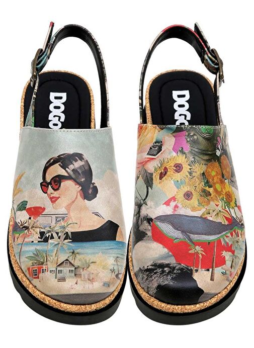 Kadın Vegan Deri Çok Renkli Kalın Taban Sandalet - Lucid Dreaming Tasarım - Görsel 4