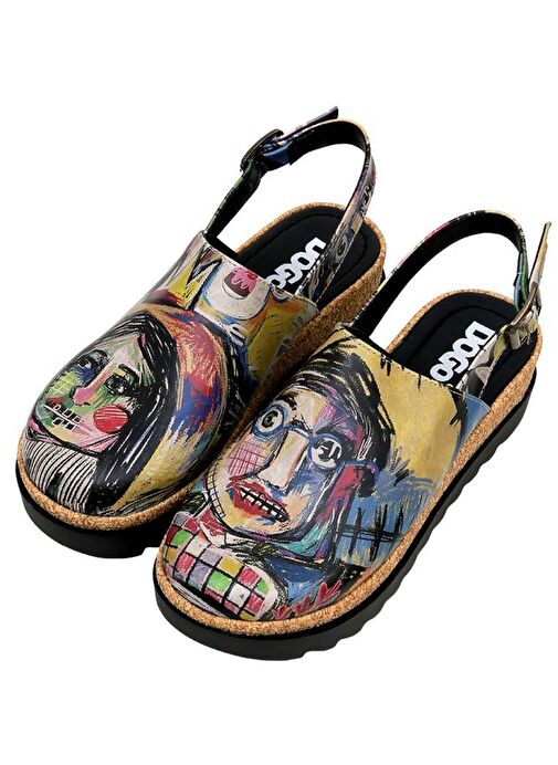 Kadın Vegan Deri Çok Renkli Kalın Taban Sandalet - Live and Save Tasarım - Görsel 2